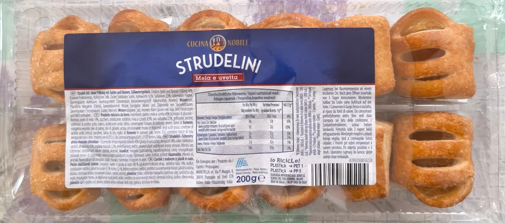 Strudelini mela e uvetta