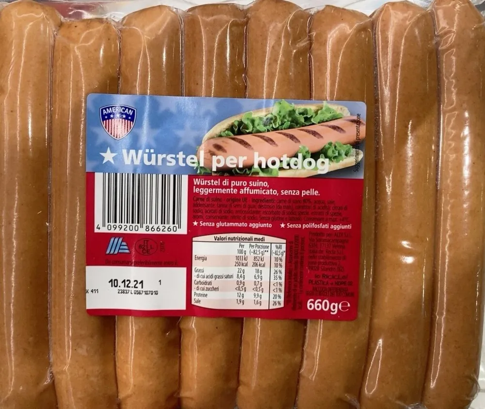 Wurstel per hot dog