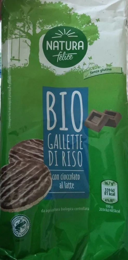 Bio gallette di riso con cioccolato al latte