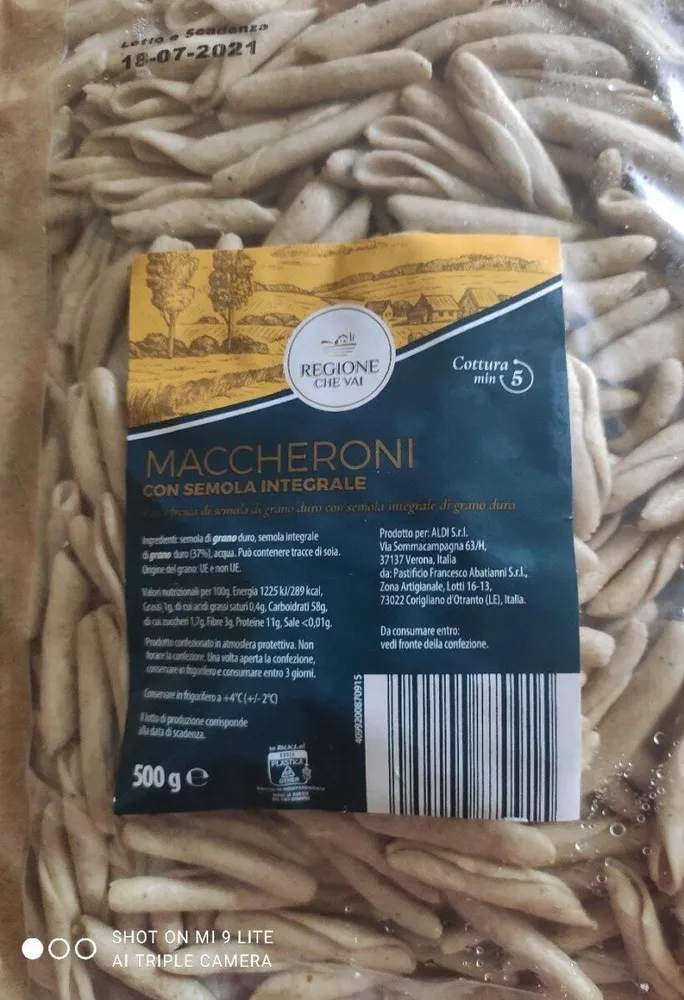 maccheroni con semola integrale