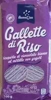 Gallette di riso ricoperte di cioccolato bianco al mirtillo