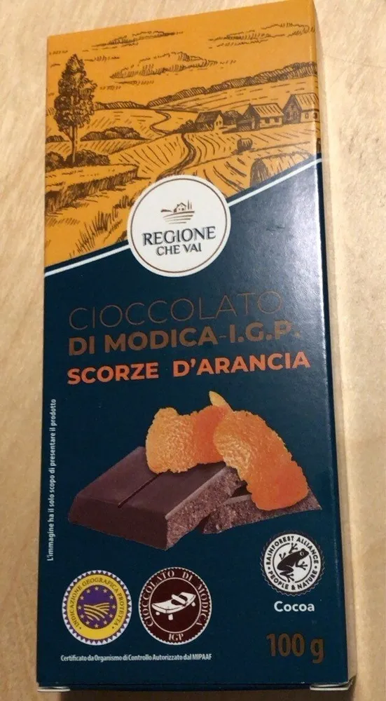 Cioccolato di Modica IGP con scorze d’arancia