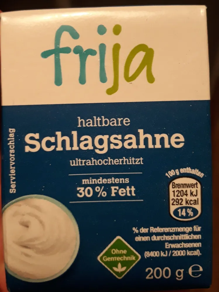 Haltbare Schlagsahne