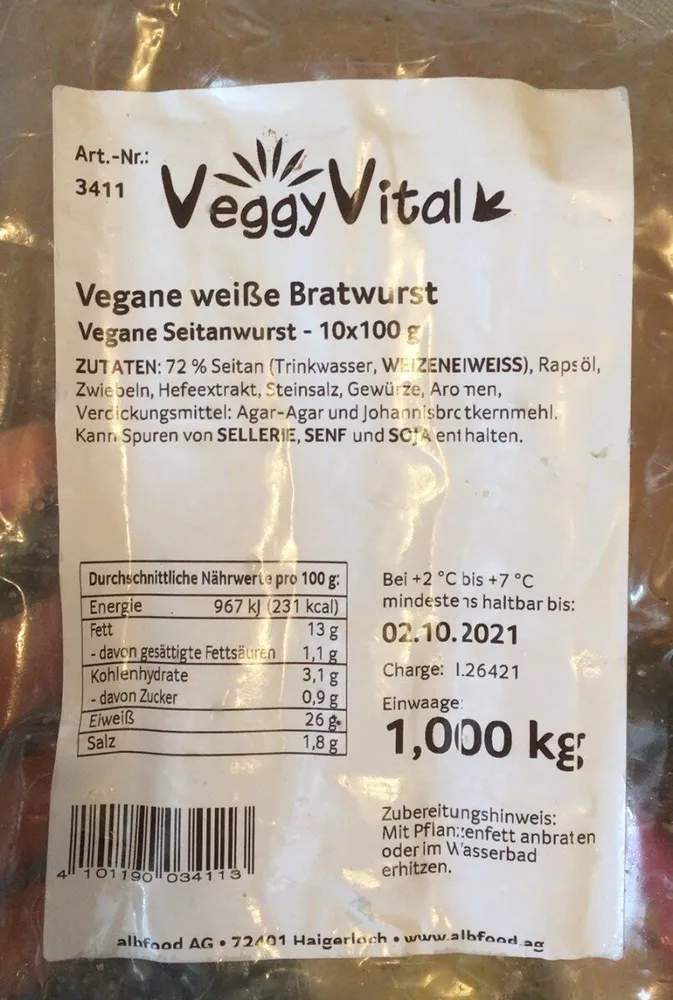 Vegane weiße Bratwurst