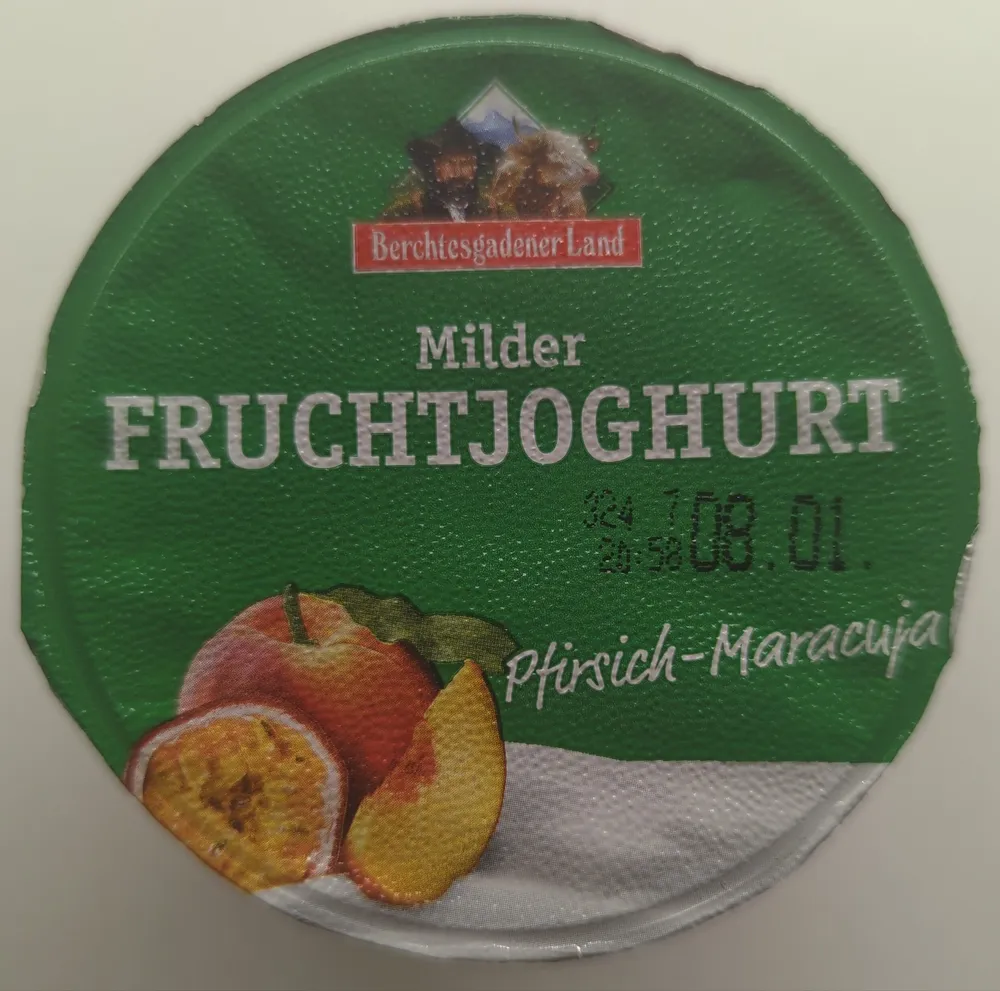 Berchtesgadener Land Milder Fruchtjoghurt Pfirsich-Maracuja 4101530001218 Joghurt mild mit Pfirsich-Maracuja