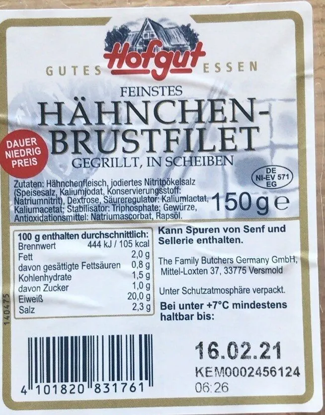 Hähnchenbrustfilet gegrillt in Scheiben
