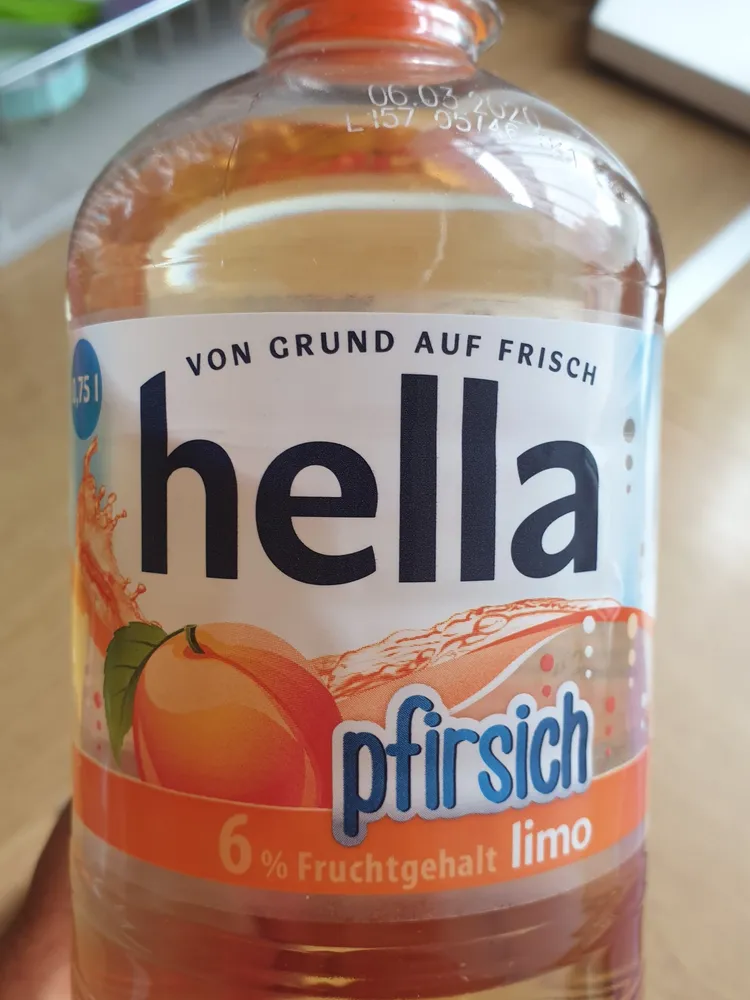 Hella Limo Pfirsich 0,75L Merken