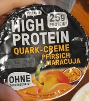 High protein quark creme pfirsich maracuja