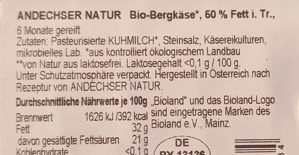 Bio Bergkäse
