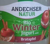 Andechser Natur Bio Winter Joghurt mild Bratapfel 4104060031854 Bio-Jogurt mild mit Apfel-Rosinen-Zimt Zubereitung*, 3,8% Fett im Milchanteil