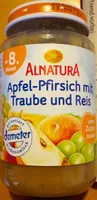 Apfel-Pfirsich mit Traube und Reis