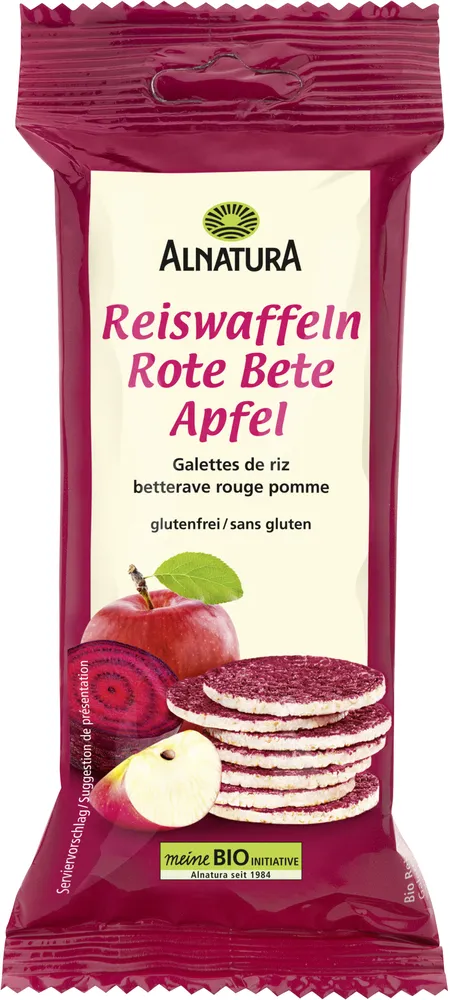 Alnatura Reiswaffeln Rote Bete Apfel 4104420188174 Bio Reiswaffeln mit Rote-Bete-Pulver und Apfelsaftkonzentrat