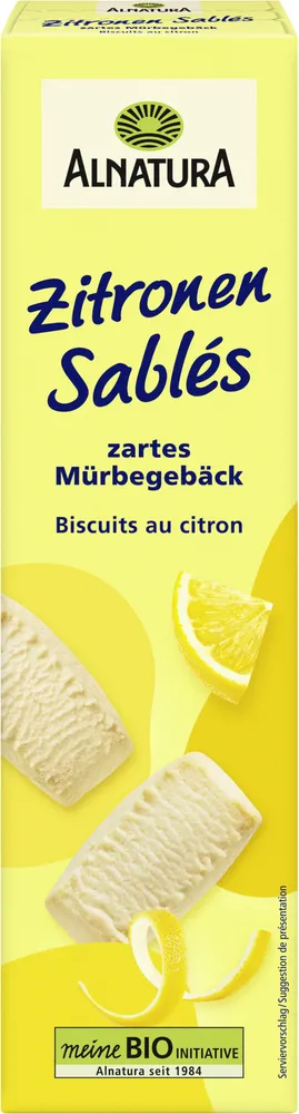 Alnatura Zitronen Sablés 4104420209527 Bio Mürbegebäck mit Zitronengeschmack