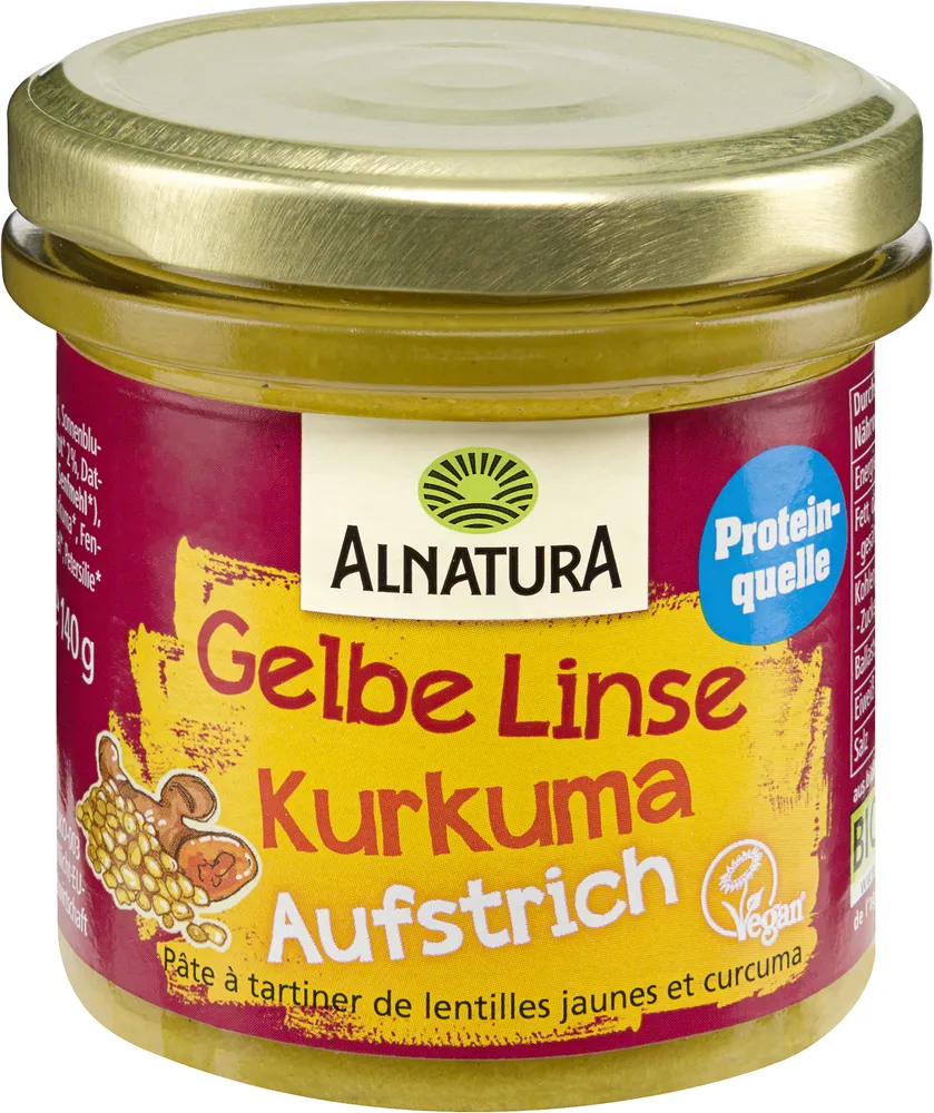 Gelbe Linse Kurkuma Aufstrich