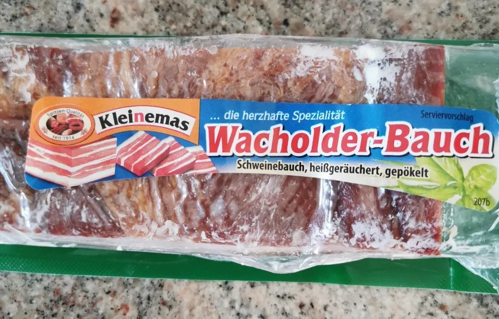 Wacholder Bauch, Schweinebauch Nitritpökelsalz