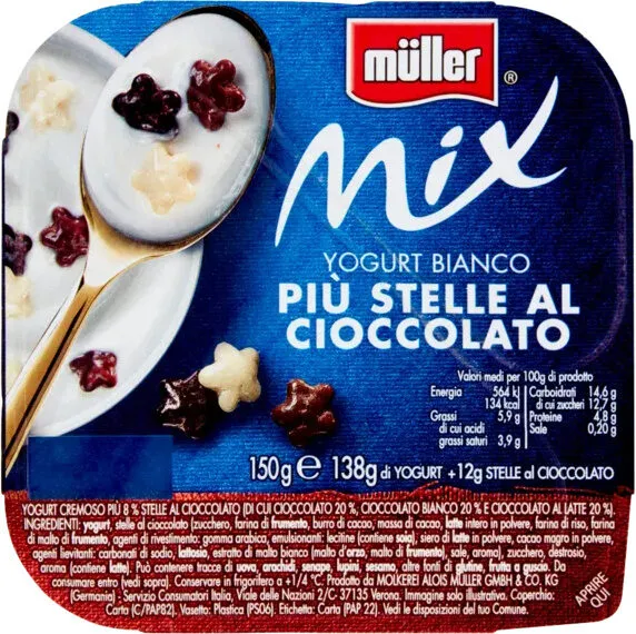 Mix yogurt bianco più stelle al cioccolato