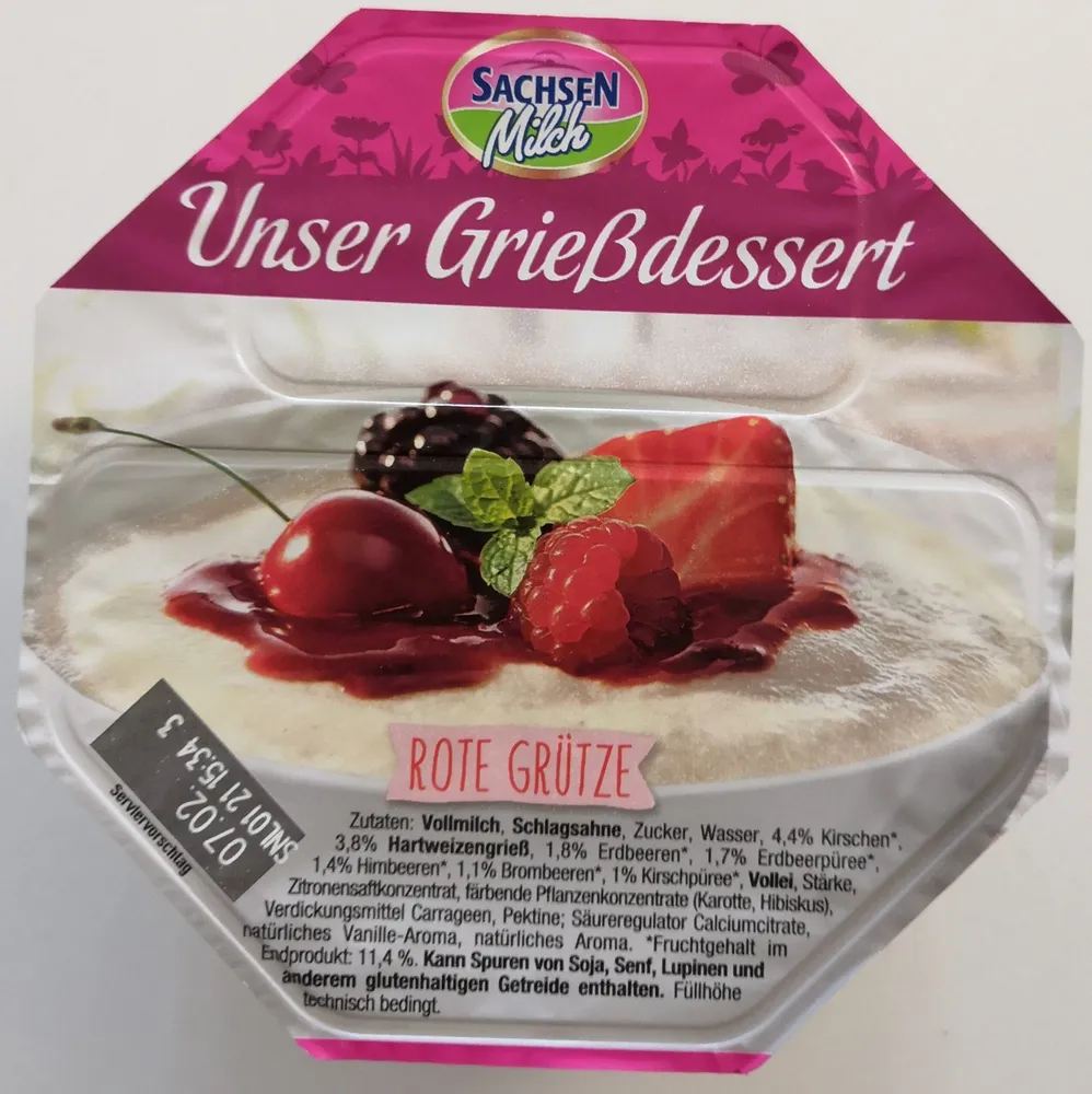 Unser Grießdessert - Rote Grütze
