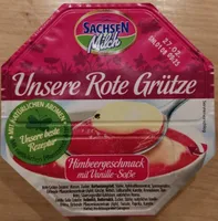 Unsere Rote Grütze - Himbeergeschmack mit Vanillesoße