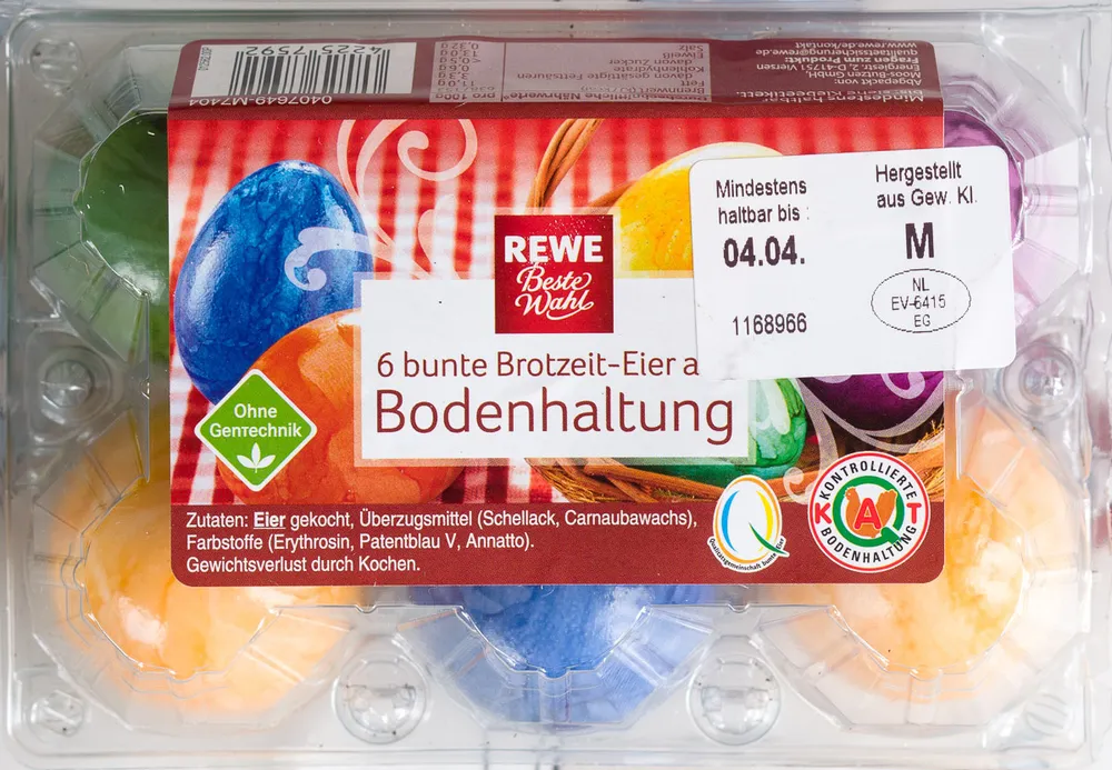 6 bunte Brotzeit-Eier aus Bodenhaltung