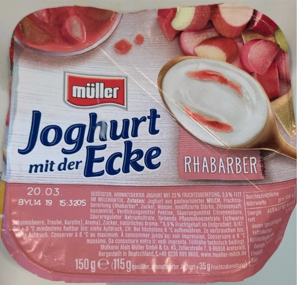 Joghurt mit der Ecke Rhabarber