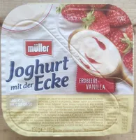 Joghurt mit der Ecke Erdbeere-Vanilla