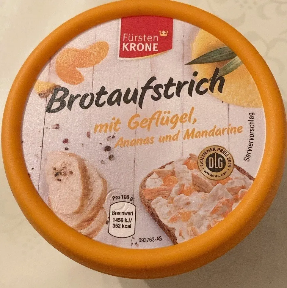 Brotaufstrich mit Geflügel, Ananas und Mandarine