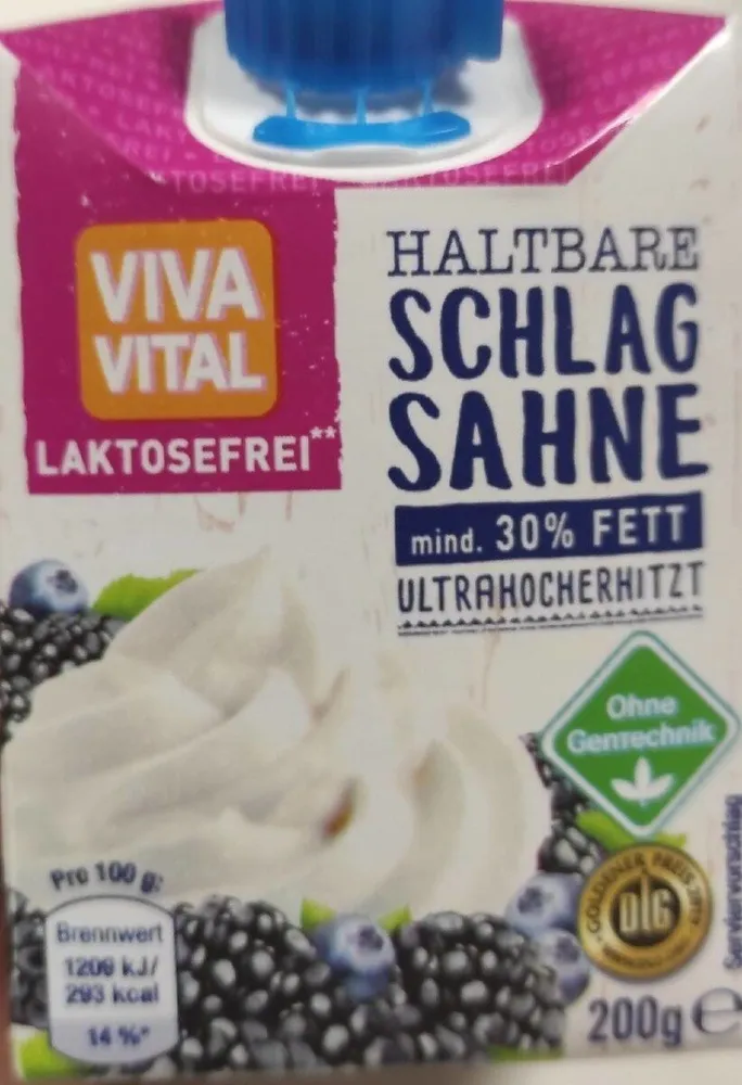 Haltbare Schlagsahne Laktosefrei