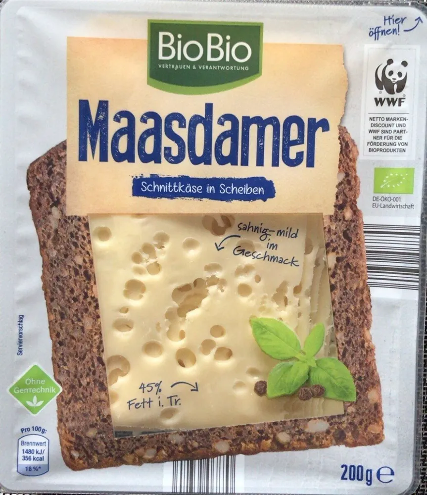 Bio-Maasdamer in Scheiben