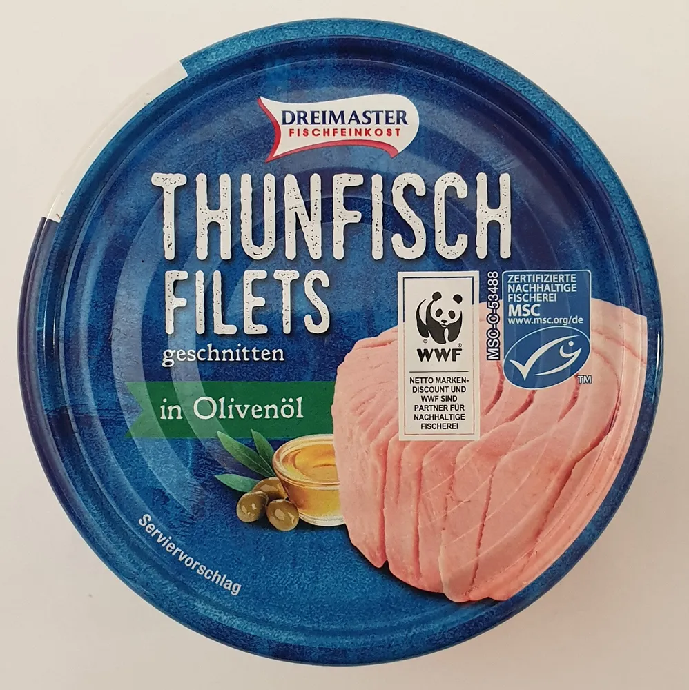 Thunfischfilets geschnitten in Olivenöl