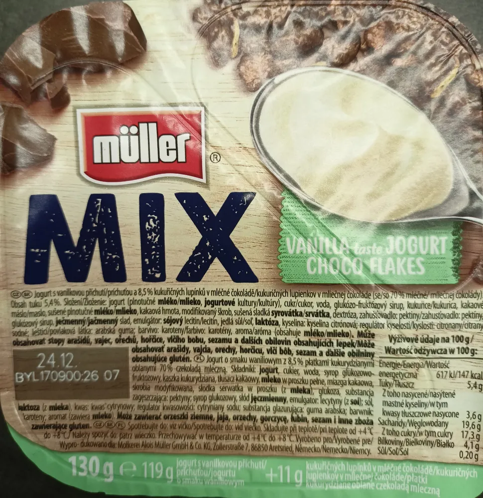 Müller Mix s vanilkou a kukuřičnými lupínky