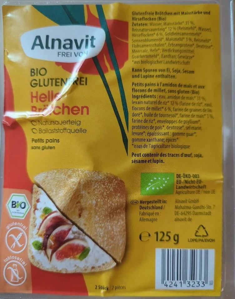 Bio Helle Brötchen glutenfrei 125g 42413233  Glutenfreie Brötchen mit Maisstärke und Hirseflocken (Bio)