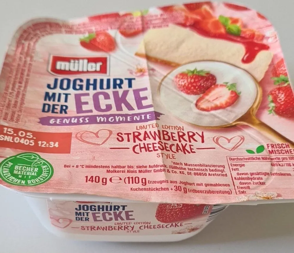 Joghurt mit der Ecke Strawberry Cheesecake