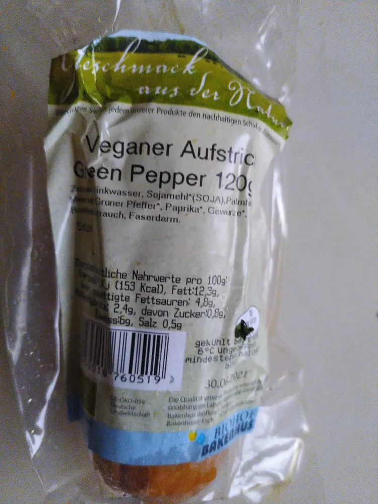Veganer Aufstrich Green Pepper