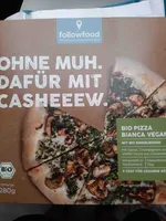 Bio Pizza Bianca Vegan 4250073459984 Pizza belegt mit vebaner weißer Sauce  auf  Cashewkernbasis, Spinat und Champignons