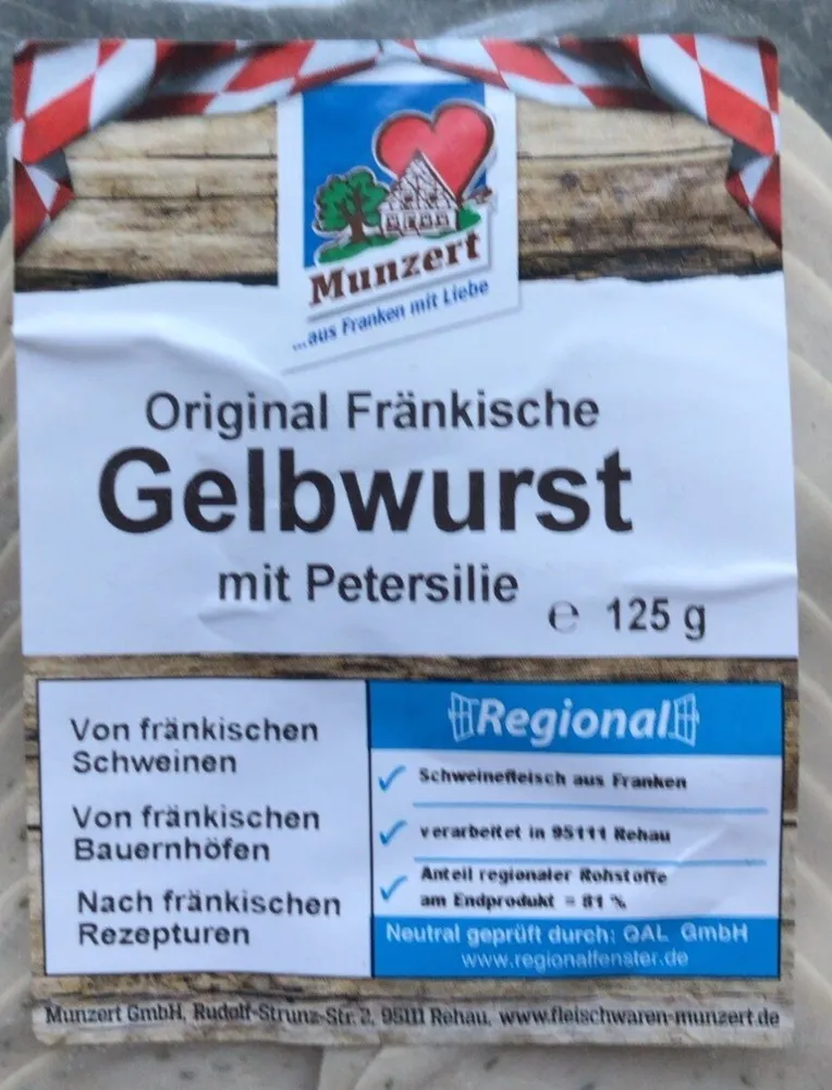 Original fränkische Gelbwurst mit Petersilie