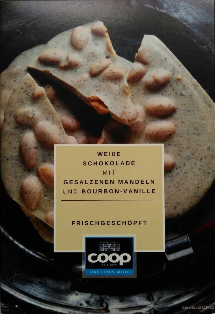 Weiße Schokolade mit gesalzenen Mandeln und Bourbon-Vanille