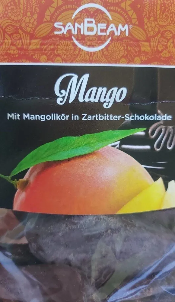 Mango mit Mangolikör in Zartbitter-Schokolade
