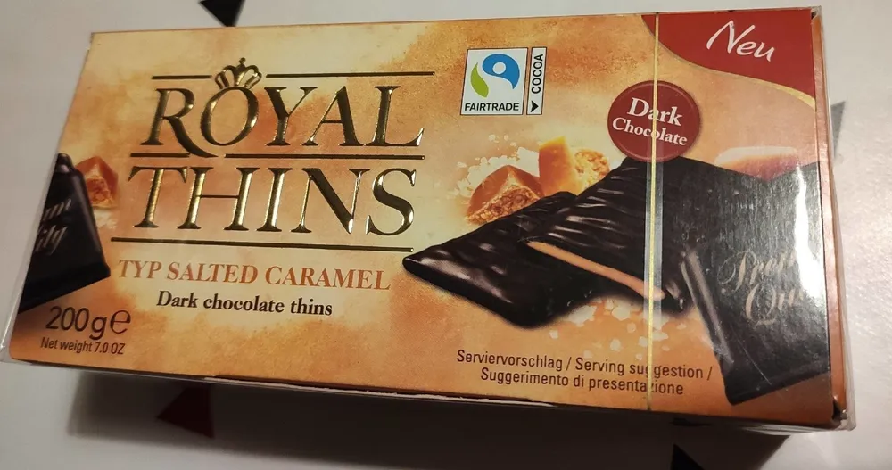 THINS TYP SALTED CARAMEL Dark chocolate thins