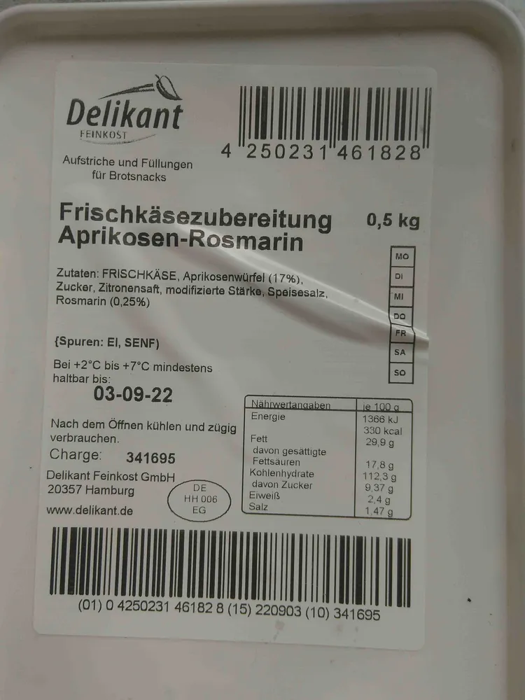 Frischkäsezubereitung Aprikosen-Rosmarin