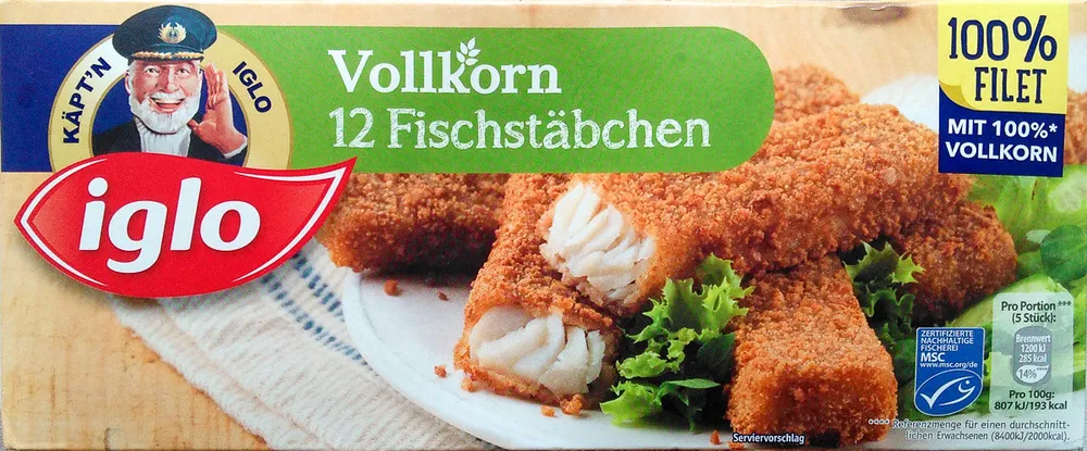 12 Vollkorn Fischstäbchen