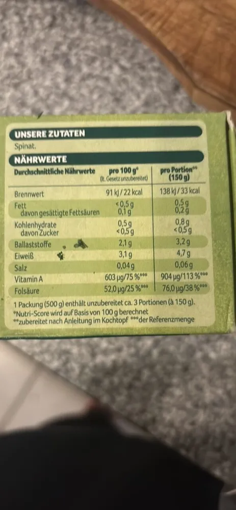 Blattspinat Natur