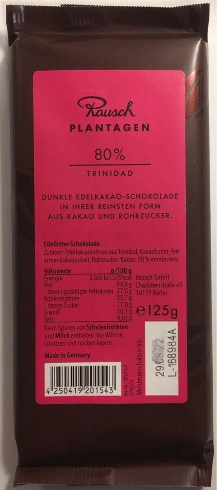Rausch Plantagen 80 % Trinidad