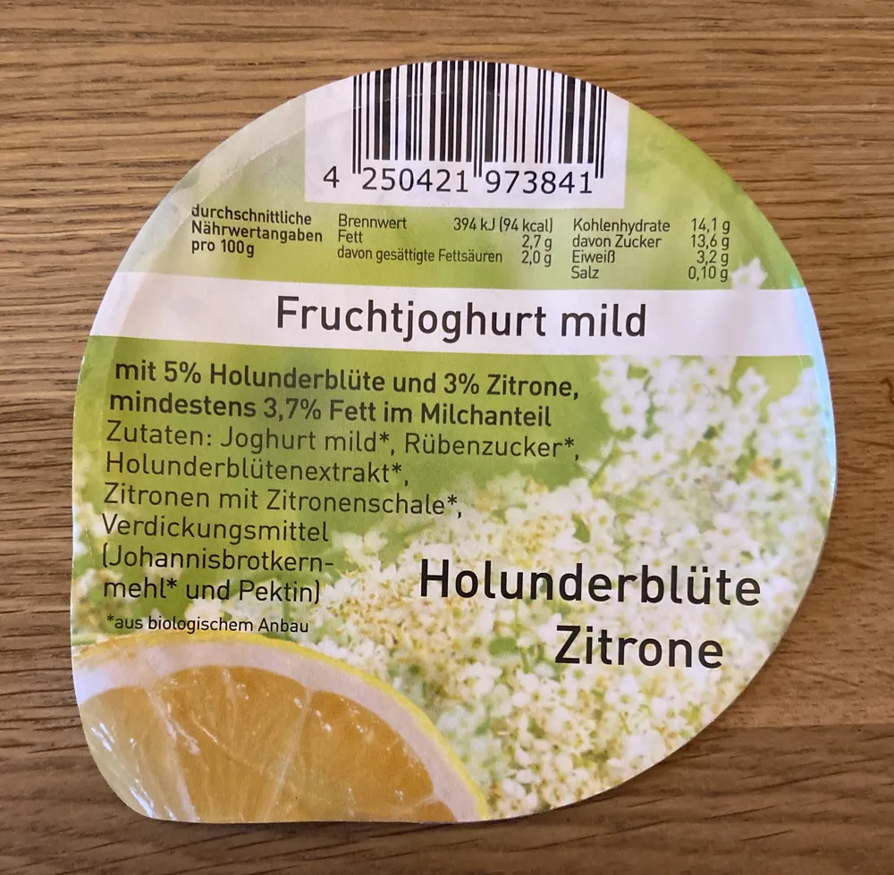 Fruchtjoghurt mild Holunderblüte Zitrone