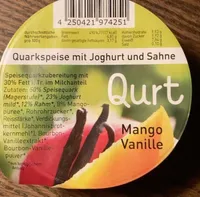 Lobetaler Bio Quarkspeise mit Joghurt und Sahne Qurt Mango Vanille 4250421974251  Speisequarkzubereitung mit Joghurt und Sahne Mango-Vanille
