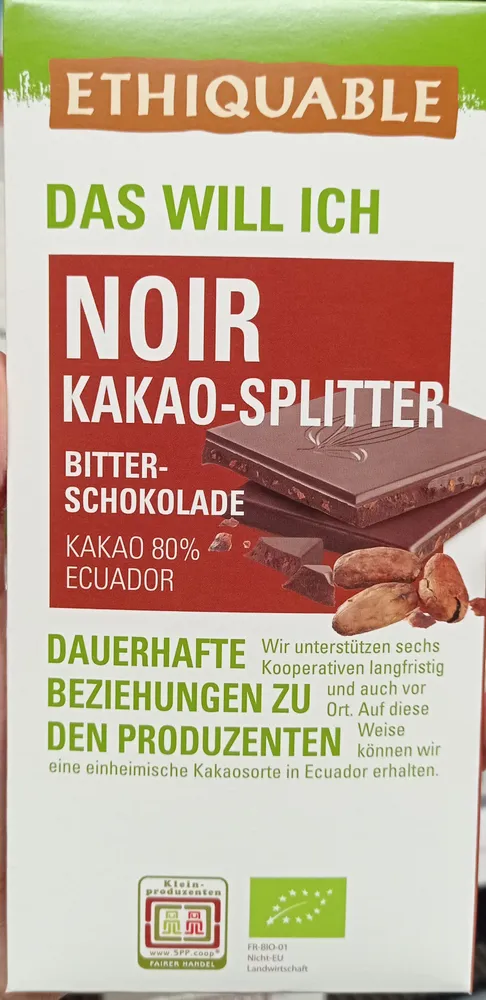 Noir Kakao Splitter Bitter Schokolade