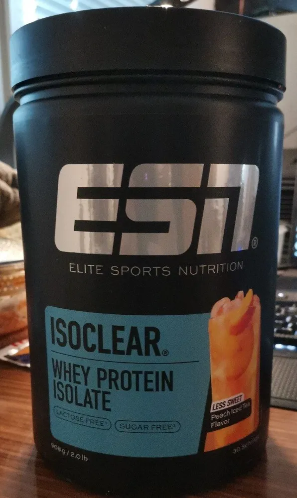 Isoclear whey proteine isolate peach iced tea less swee