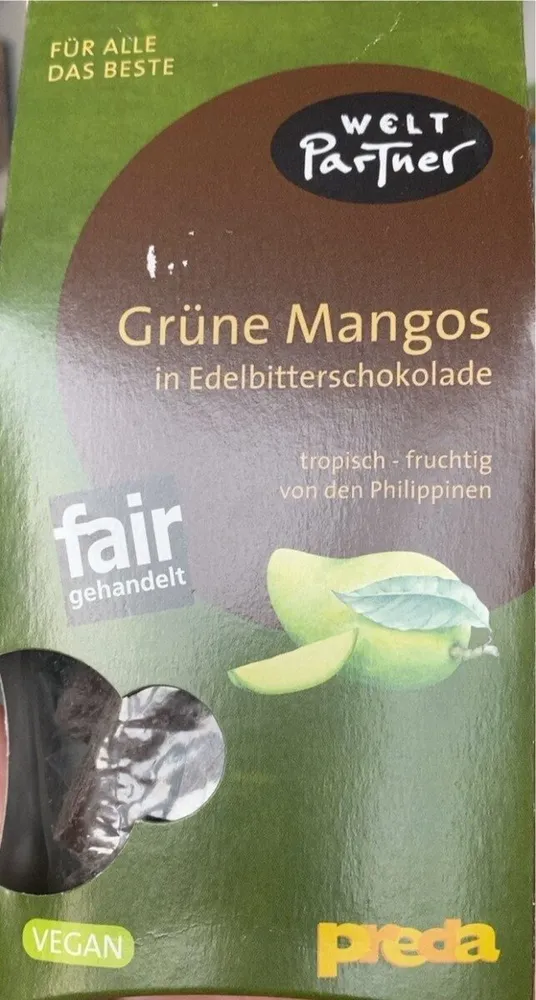 Grüne Mangos mit Edelbitterschokolade