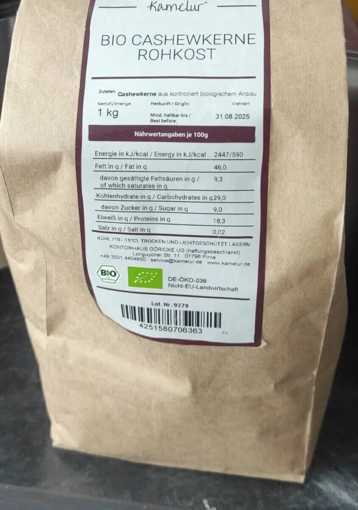 Bio Cashewkerne rohkost