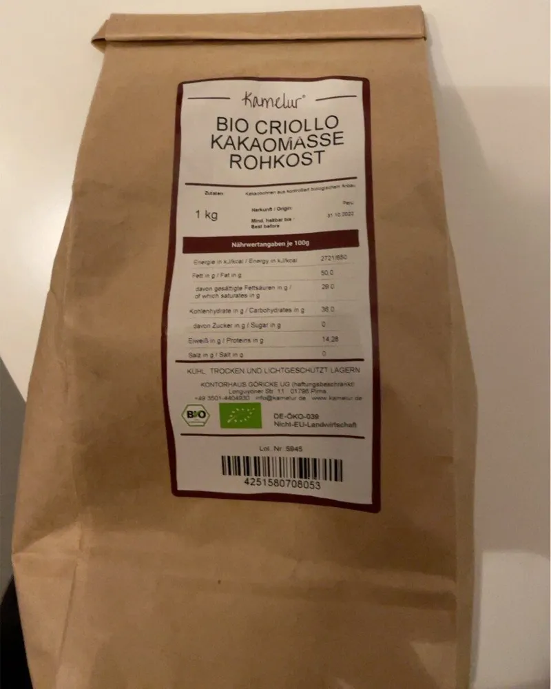 Bio criollo kakaomasse