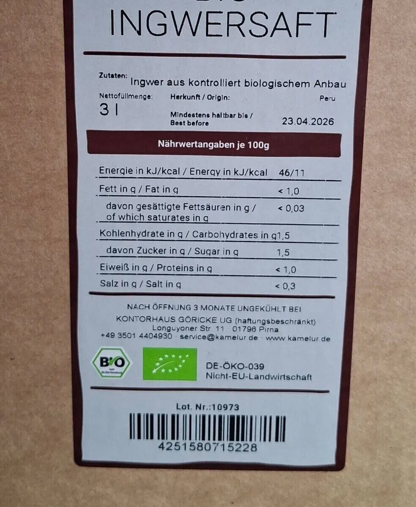 Bio Ingwersaft